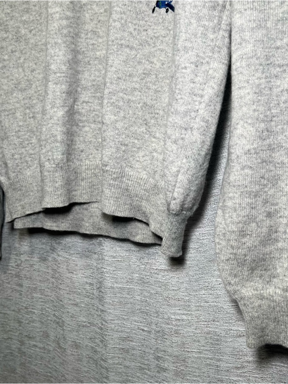 Malo 100% Cashmere Lux Sweater Gray Airplane Embroidered Crewneck Made in Italy - Picture 10 of 16